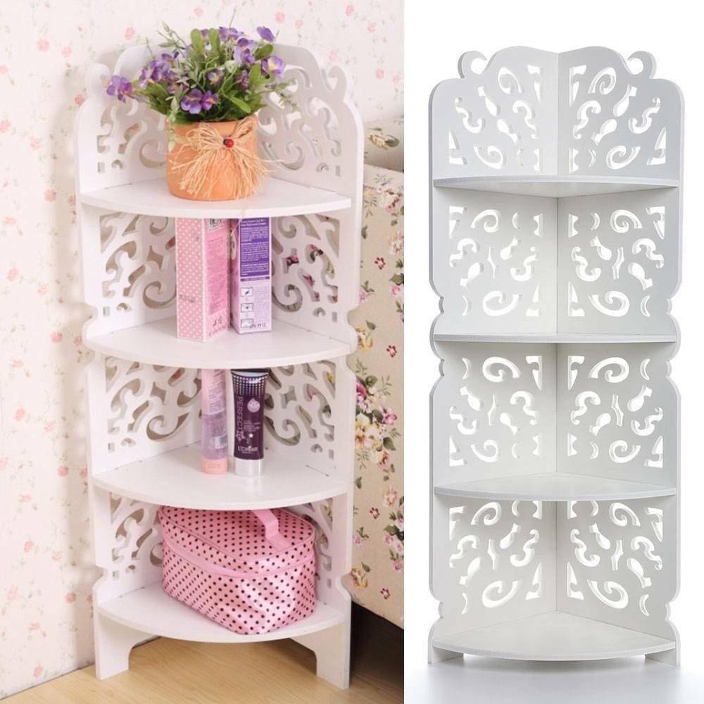 Corner Shelf Stand 4 Tiers Organizer Rack Bathroom Kitchen Storage Display Unit