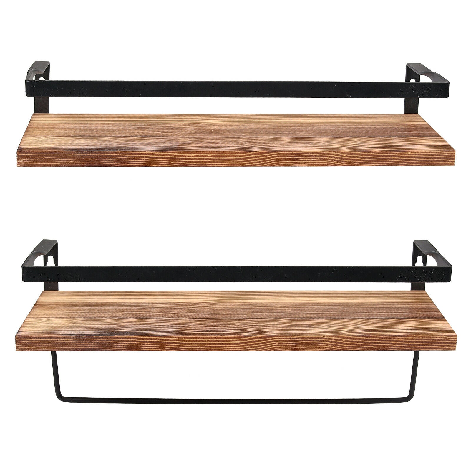 2X Wood Floating Wall Mounted Hanging Rack Display Rustic Shelf Storage Shelves