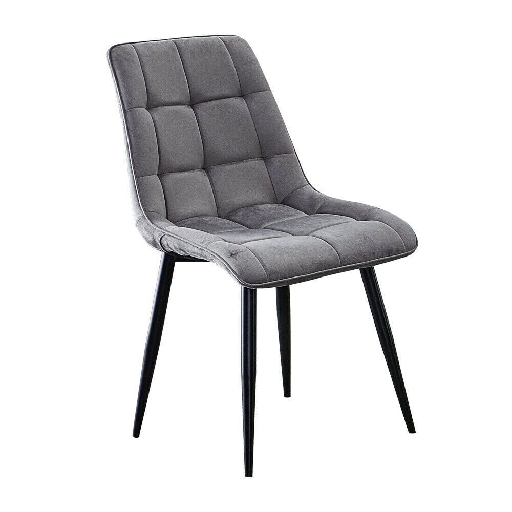 2× Modern Kitchen Dining Chairs Velvet Padded Seat Office Living Room Chair Set