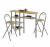 3 piece Modern Breakfast Bar Dining Table and 2 Chairs Set Metal Frame Kitchen