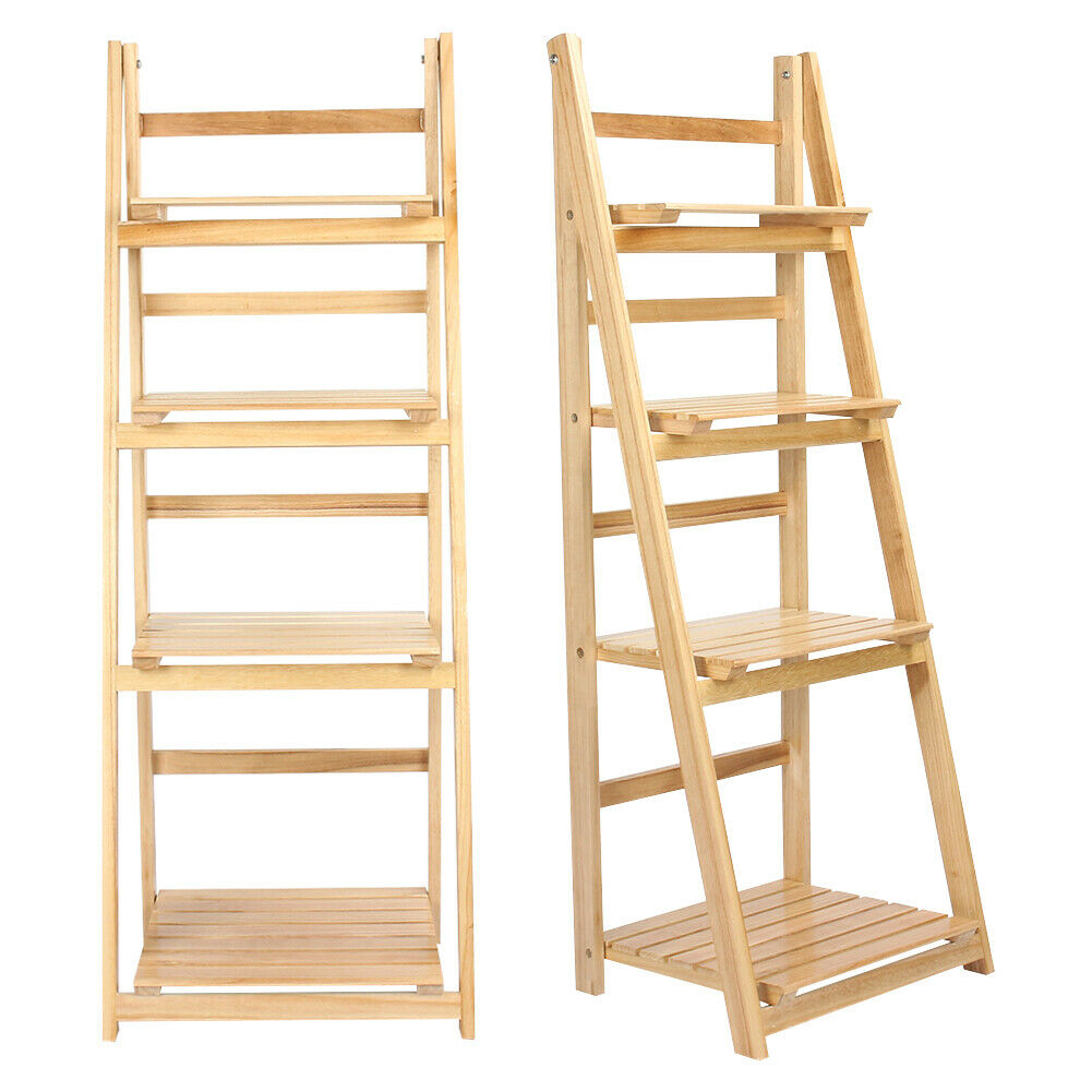 4 TIER FOLDING SHELF LADDER SHELVING UNIT DISPLAY STAND HOME OFFICE STORAGE RACK