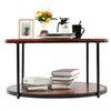 Industrial 2 Tier Round Coffee Tea Table Side End Living Room Storage Shelf Unit