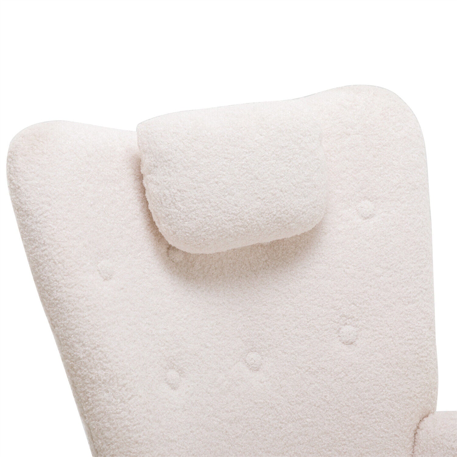 Rocker Chair Teddy Fabric Armchair Lazy Relaxing Rocking Chair with Stool HT