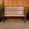 Slatted Garden Bench 3 Seater Wood Steel Outdoor Patio Chair Seat Furniture