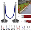 2pc Polished Steel Queue Rope Barrier Velvet Rope Stanchion Posts Stands 3 color