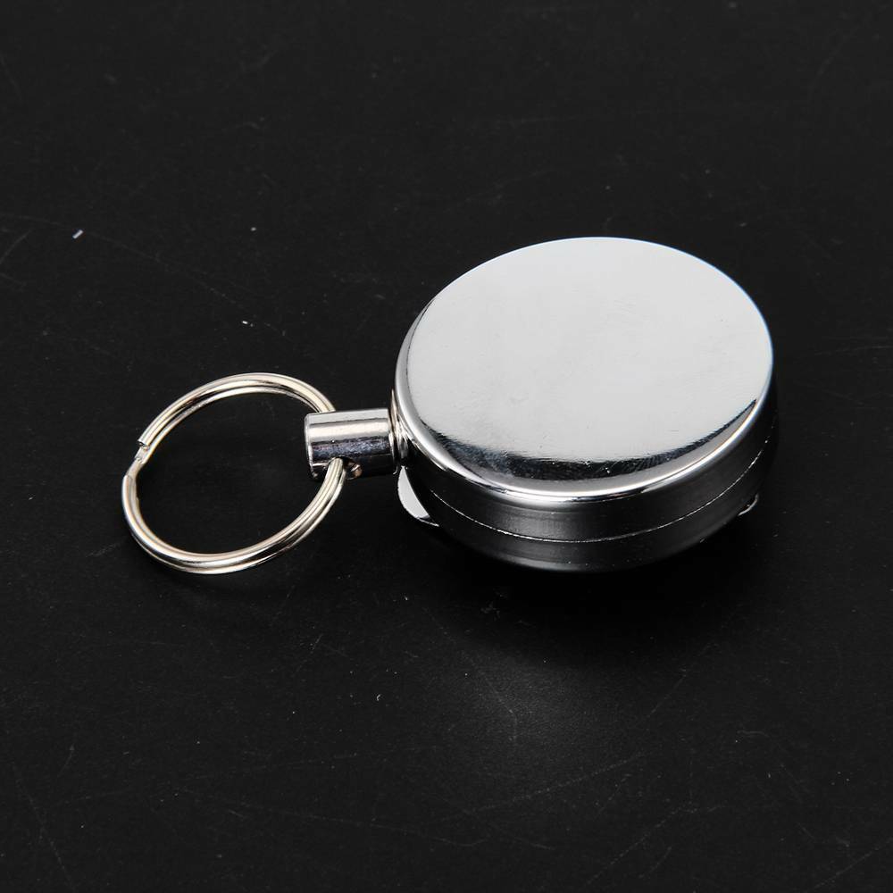2X Recoil Extendable Metal Wire 65cm Key Chain Ring Clip Pull Keyring Retracting