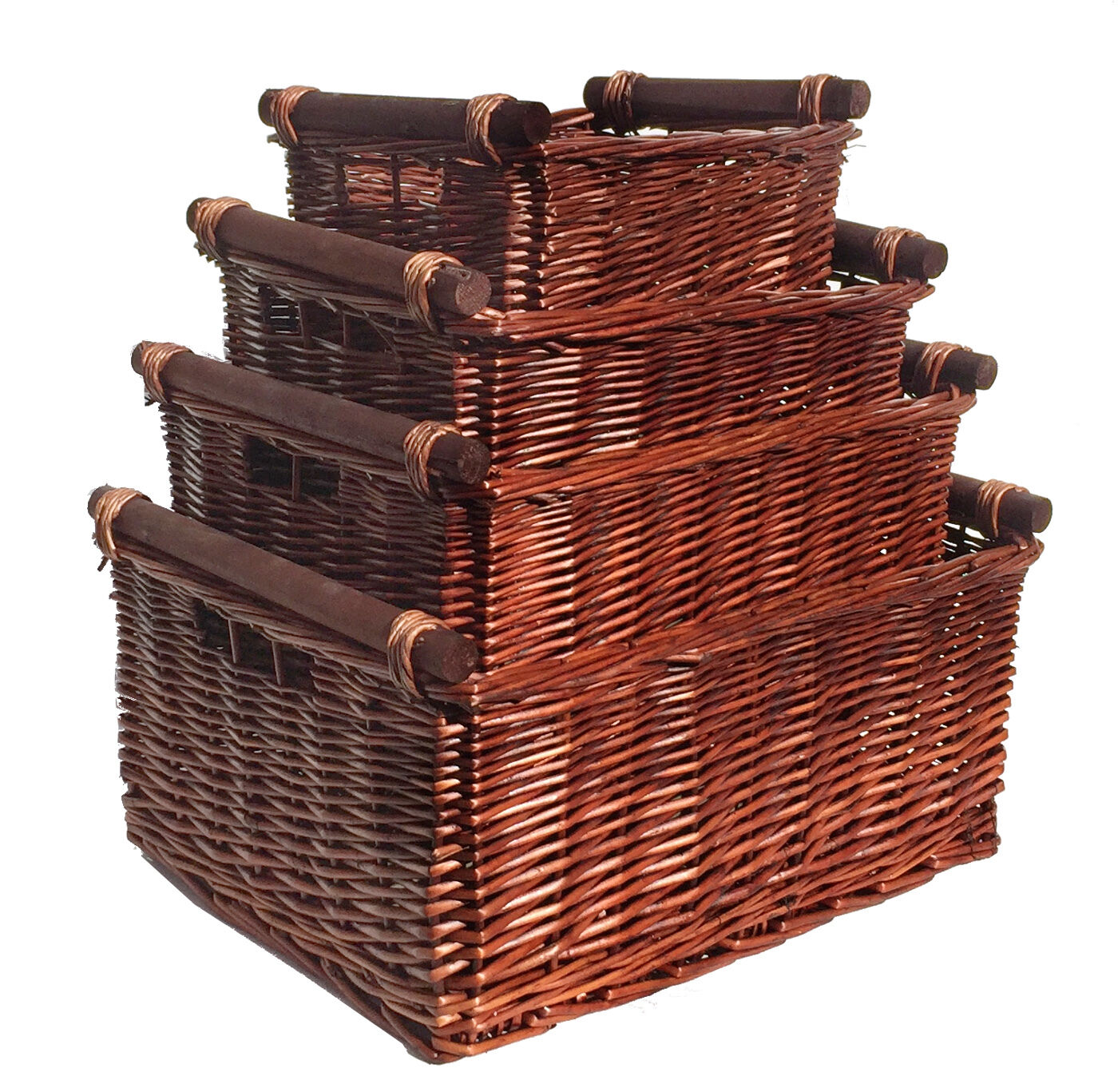 WILLOW WICKER STORAGE BASKET KITCHEN LOG GIFT HAMPER BASKET + HANDLES