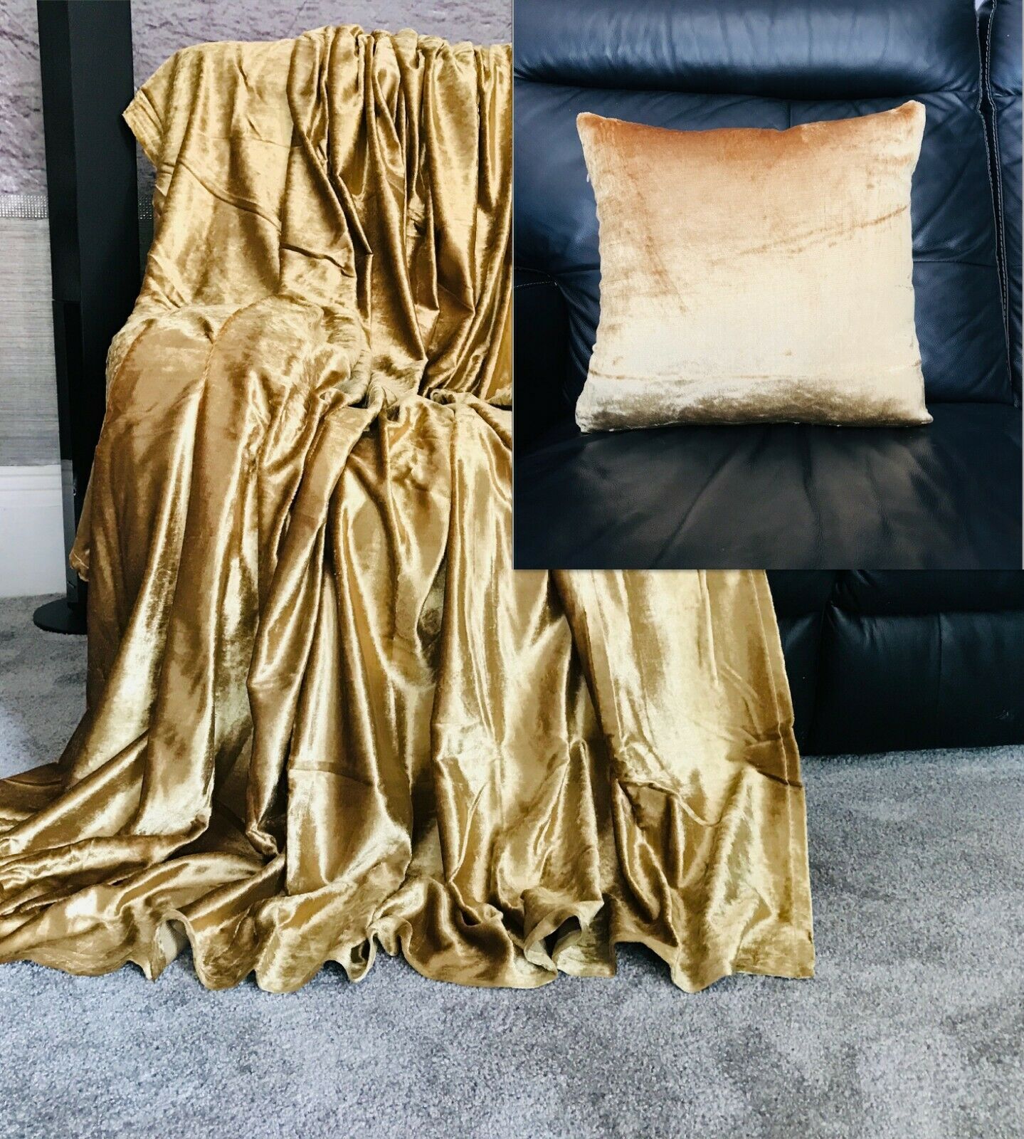 Throw over bedspread Shiny Crushed Velvet Sofa or bed Cushion Cover 8 colours