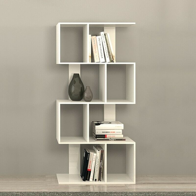 S Shape 3/4/5 Tier Bookshelf Bookcase Storage Unit Display Ladder Shelf Office