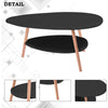 Coffee Table Wooden Legs Side Table Living Room Balcony Home Office Oval Design