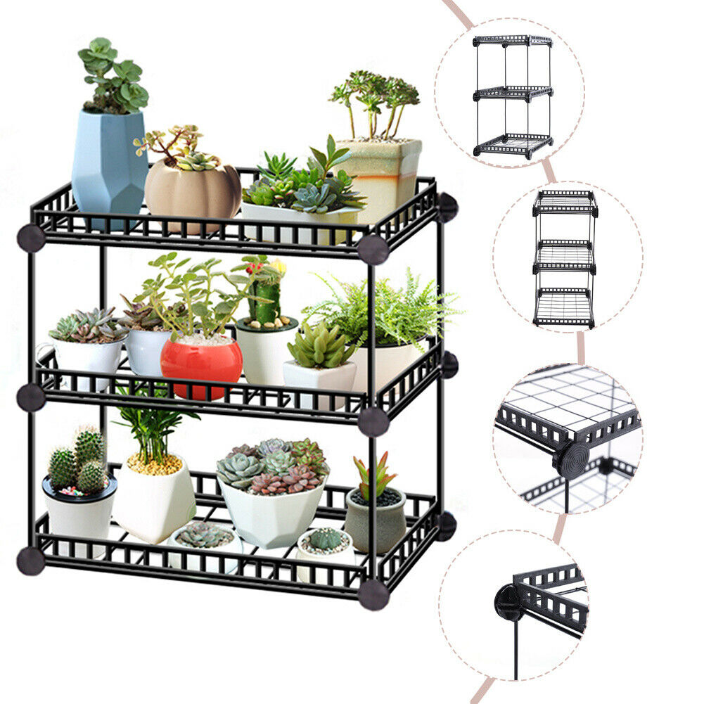 3/4/5/6Tier Wire Metal Shelving Flower Shelf Plant Display Rack Planter Pot Rack