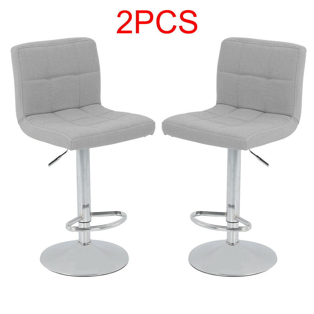 2X Bar Stools Adjustable Breakfast Kitchen Stools Fabric Swivel Chrome Gas Lift