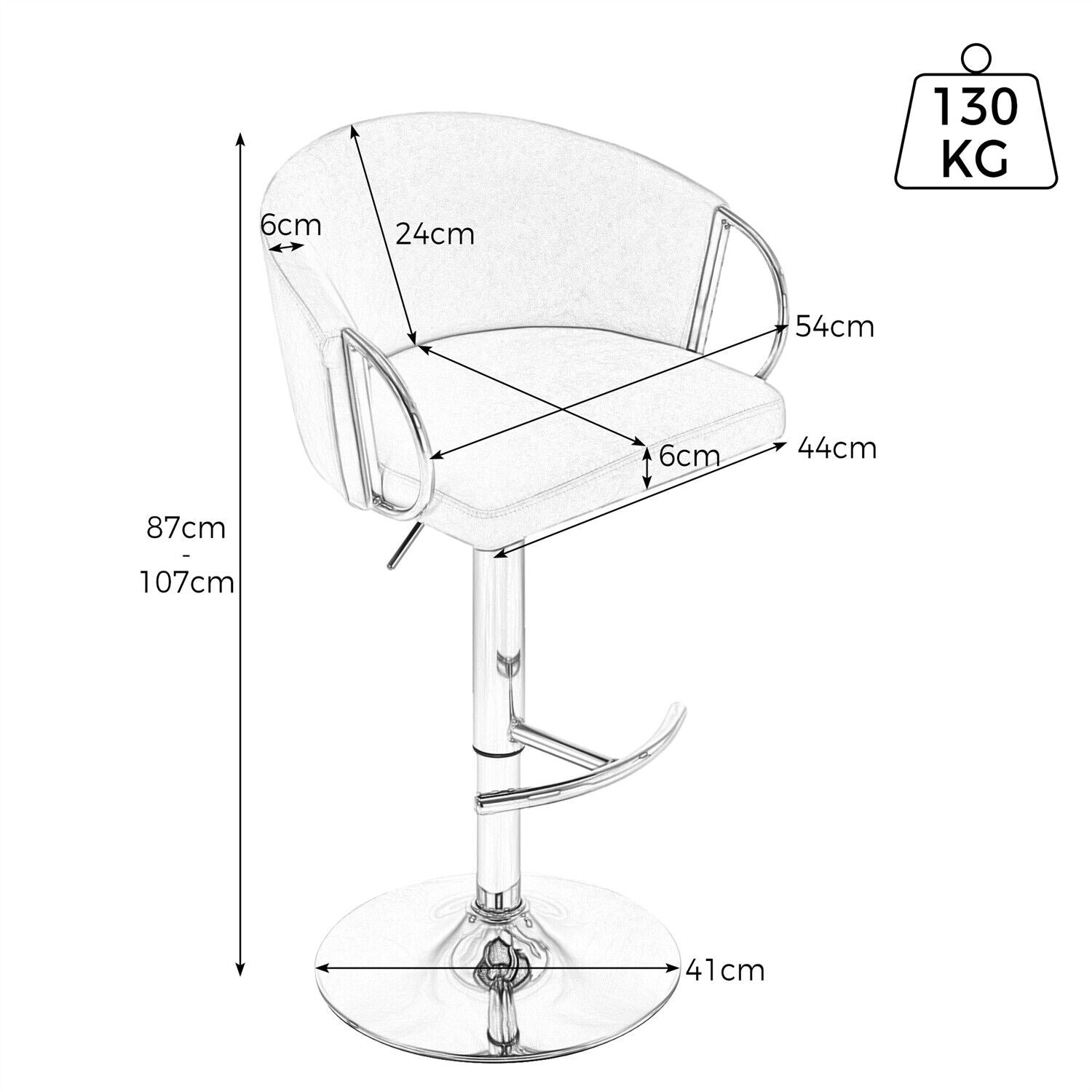 Bar Stools Set of 6 Adjustable Height Swivel Velvet Pub Bar Lounge Chairs Grey