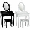 1 Drawer Dressing Table Stool Makeup Mirror Bedroom Desk Black White