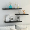 Black 3 x Floating Wall Shelf Wooden Shelves Wall Storage 80cm -