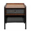 Industrial Bedside Table Fabric Drawer & Low Shelf Nightstand Side Table Cabinet