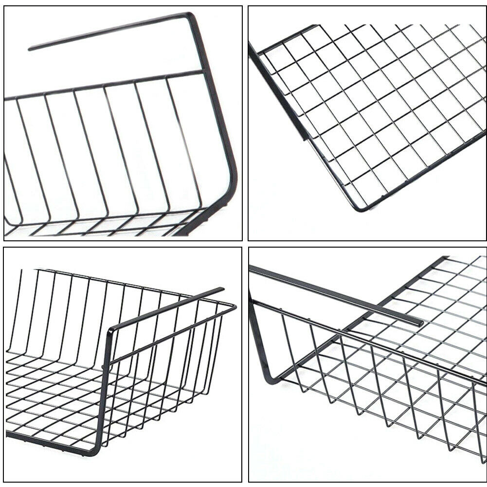 Small/Large Under Shelf Cabinet Storage Basket Hanging Rack Kitchen Organizer UK