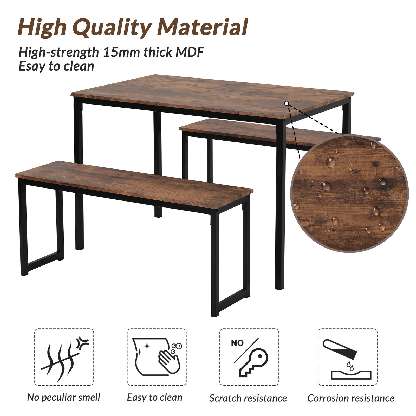 Wood Dining Table and Chairs Bench Set Kitchen Dining Room Home Furniture