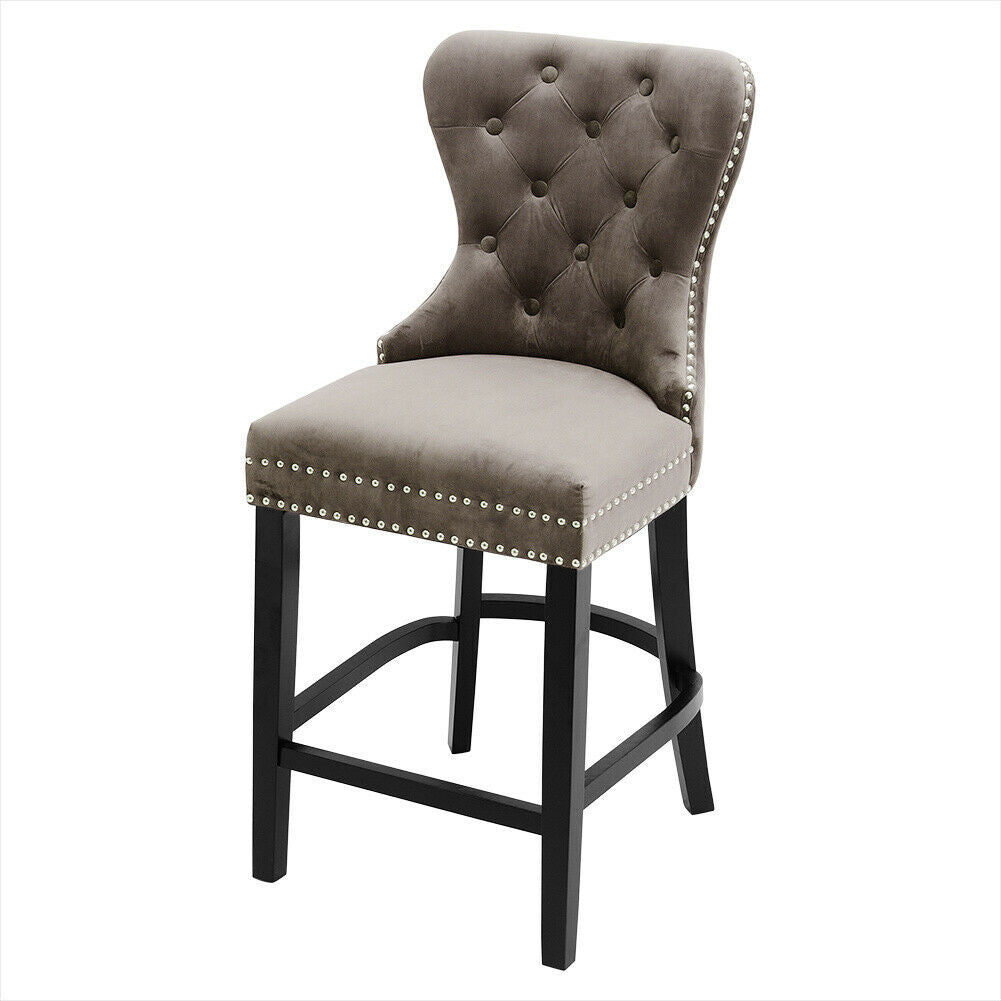 Grey Linen Fabric Breakfast Counter Chairs Bar Stools Wood Barstools Stool Chair