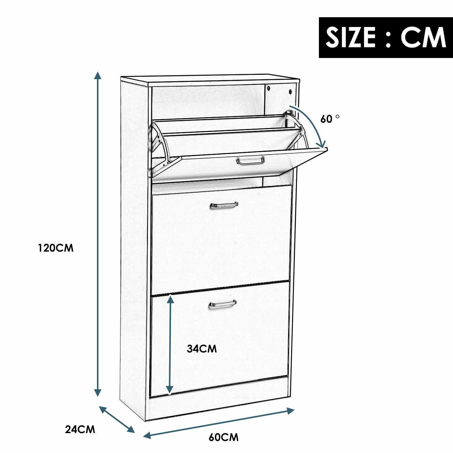Shoe Cabinet Storage Cupboard Footwear Stand Rack 3 Drawer Unit Organiser Chic