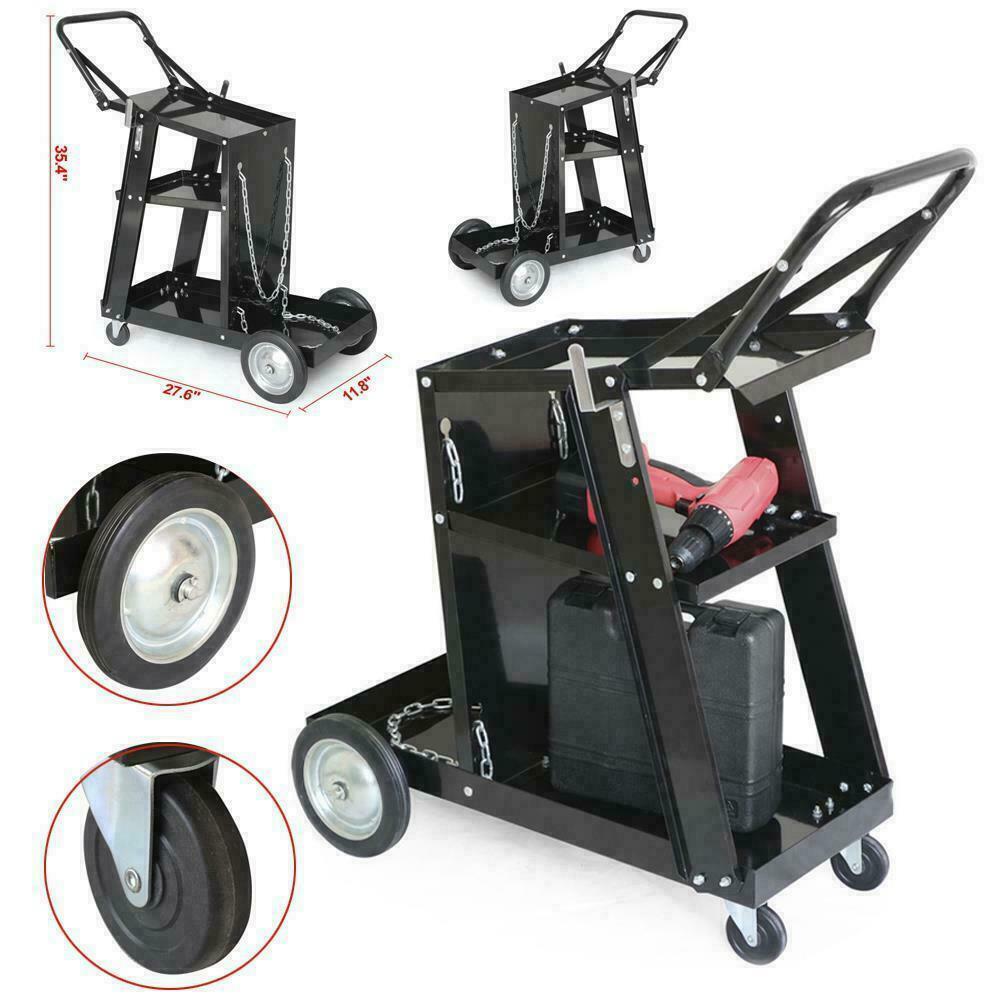3 Tier Welding Cart Plasma Cutter Welder Trolley MIG TIG ARC Storage Gas Bottles