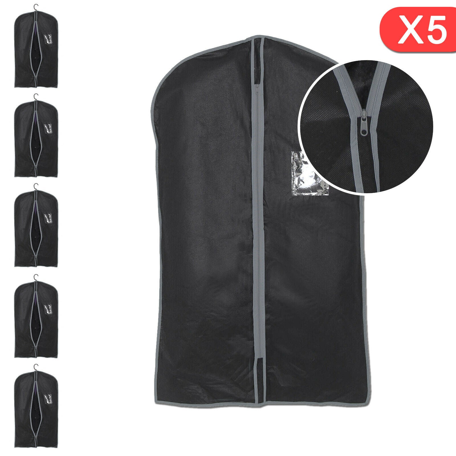 5xBreathable ZipUp Hanging Suit Dress Coat Garment Bag Clothes Cover Dustproof A