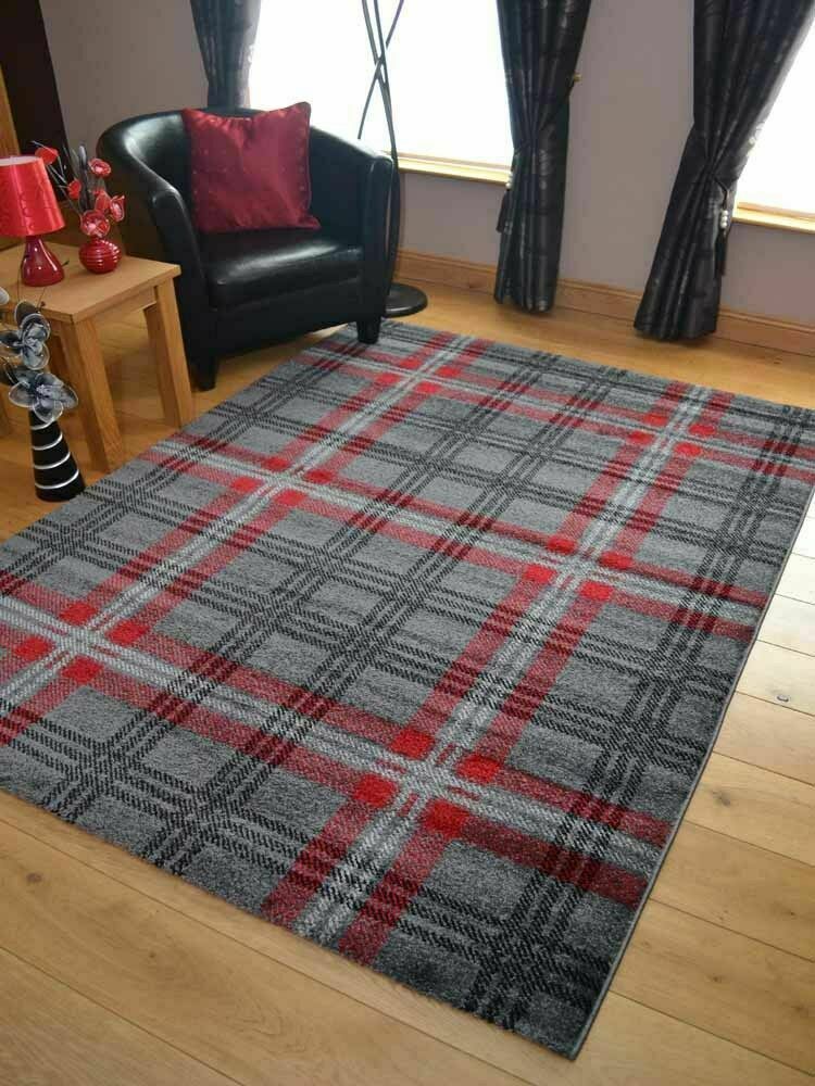 Modern Soft Tartan Rugs Highland Check Long Floor Runner Small Extra Large Cheap