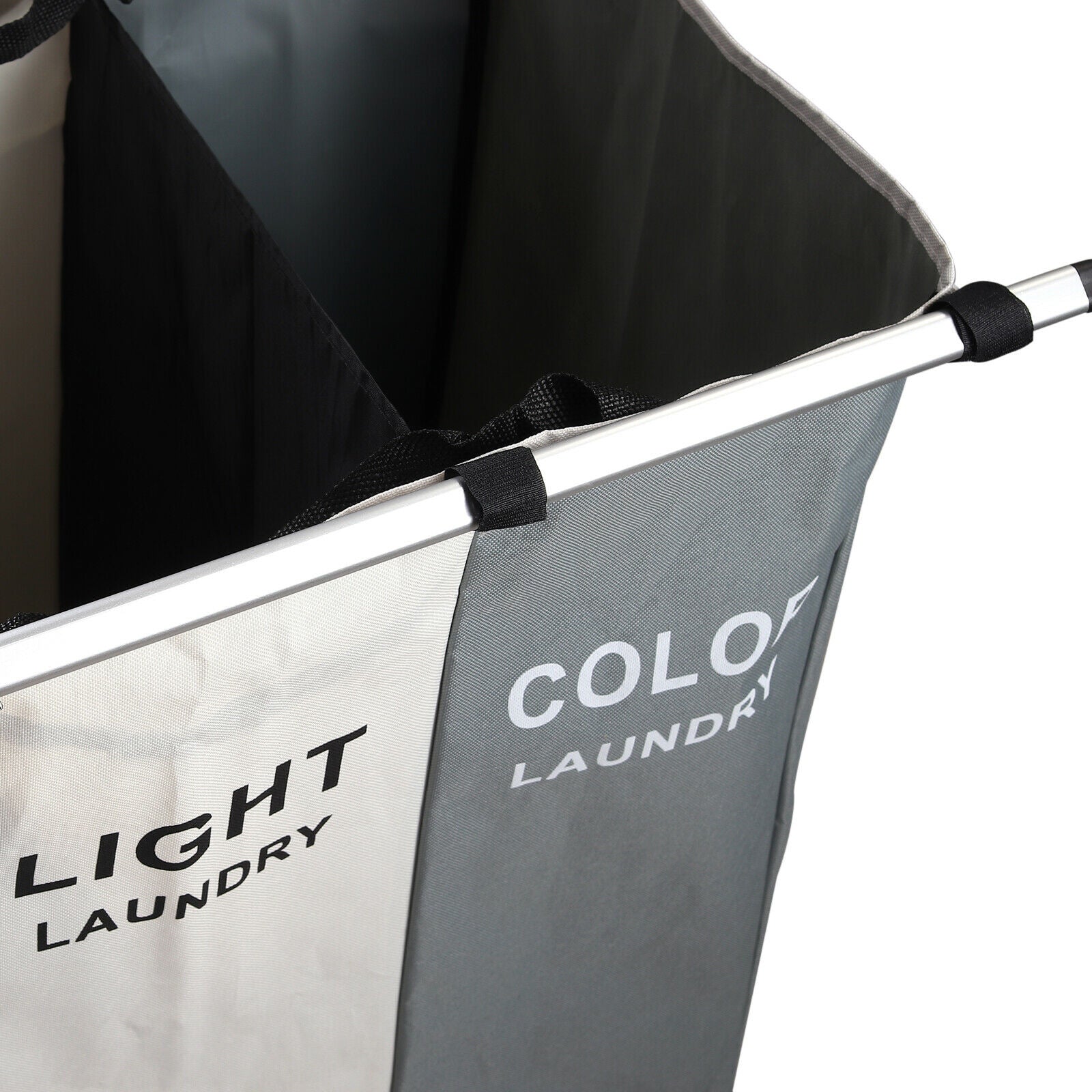 3 Compartments Laundry Clothes Basket Wash Hamper Bin Folding Dirty Storage Bag