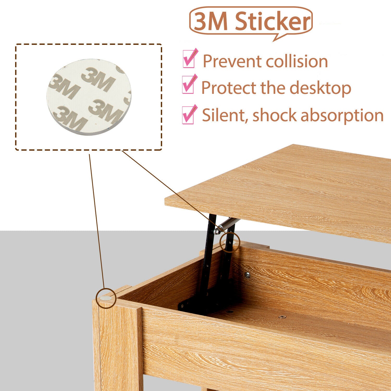 Hydraulic Lift Up Coffee Tea Table End Table with Living Room 100cm Wodden