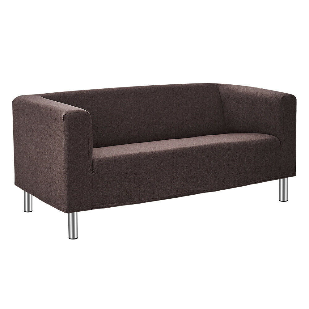 3 Seater Brown Linen Fabric Sofa Armchair Settee Couch Removable Sofa Cover