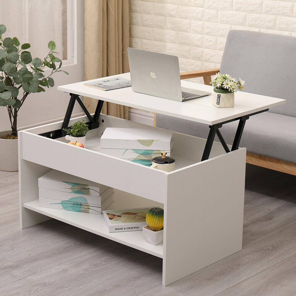 Living Room Lift Up Top Coffee Table with Storage Shelf Different Color Choice