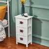 Pair of White Bedroom Bedside Table Unit Cabinet Nightstand with 3 Drawers UK
