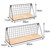 Vintage Industrial Wall Mounted Shelf Unit Metal Wire Floating Shelves Wood Rack