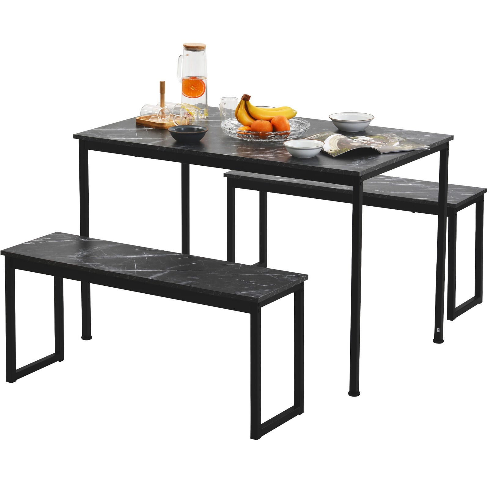 3 Piece Dining Table and Bench Set 4-Person Space-Saving Kitchen Dinng Room