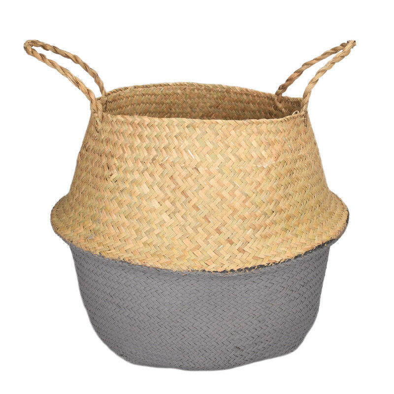 Seagrass Belly Basket Flower Plants Pots Laundry Storage Home Garden Organizer
