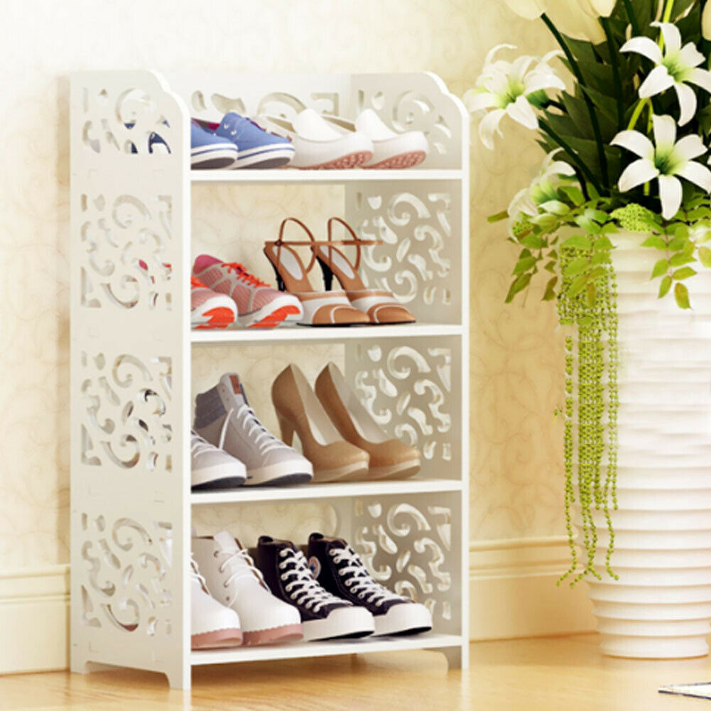 3/4/5 Tiers White Wooden Bookcase Display Stand Shoe Rack Storage Bathroom Units