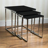 Nest of 3 Tables Unit Black Chrome Set Coffee Side Lamp Living Room