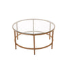 Round Coffee Table Satin Gold Clear Glass Top Finish / Metal End Side Tea Table