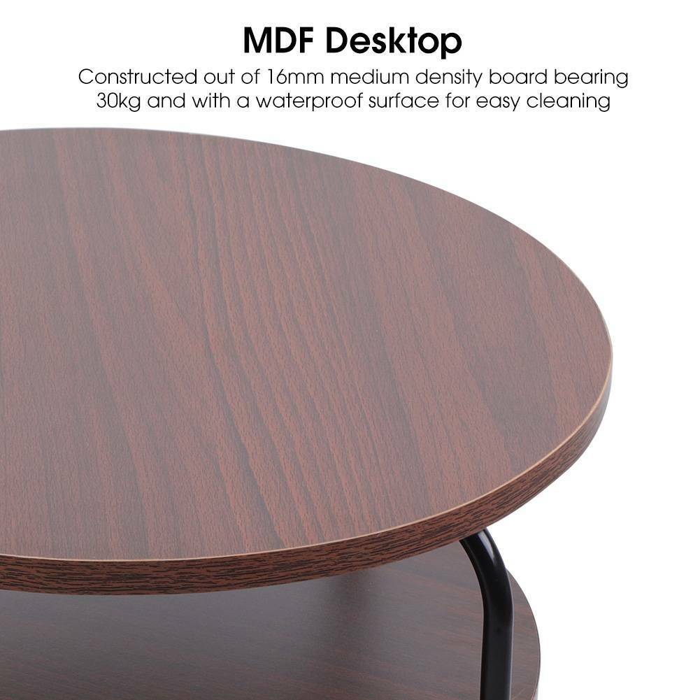 3-Tier Round Sofa Side End Tray Coffee Table Bedside Desk with Storage Basket