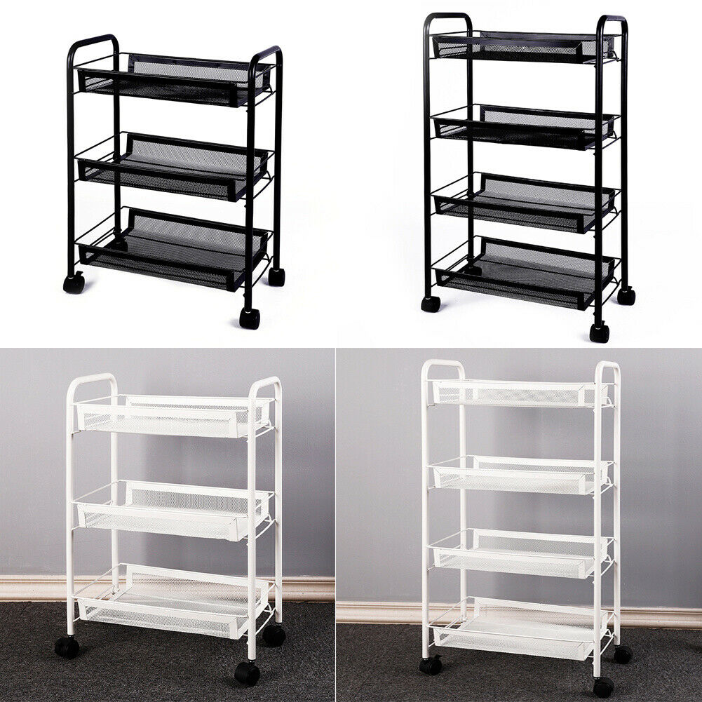 3/4 Tier Mesh Storage Basket Shelf Rack Trolley Cart Kitchen/Bath Organiser Unit