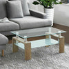 Rectangle Glass Coffee Table Modern Living Room Furniture Top Lower Shelf Chrome