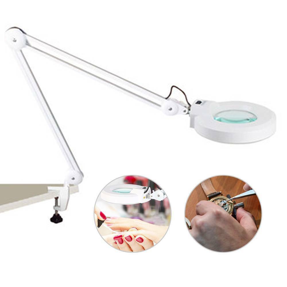 22W Large Desk Magnifier Magnifying Lamp Eyelash Lamp Salon Surgery Beauty White