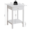 Wooden Bedside Table Cabinet W/ Drawer Shelf Storage End Side White