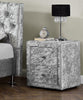 Modern Bedside Fabric Table 2 Drawer Silver Crushed Velvet Nightstand Cabinet