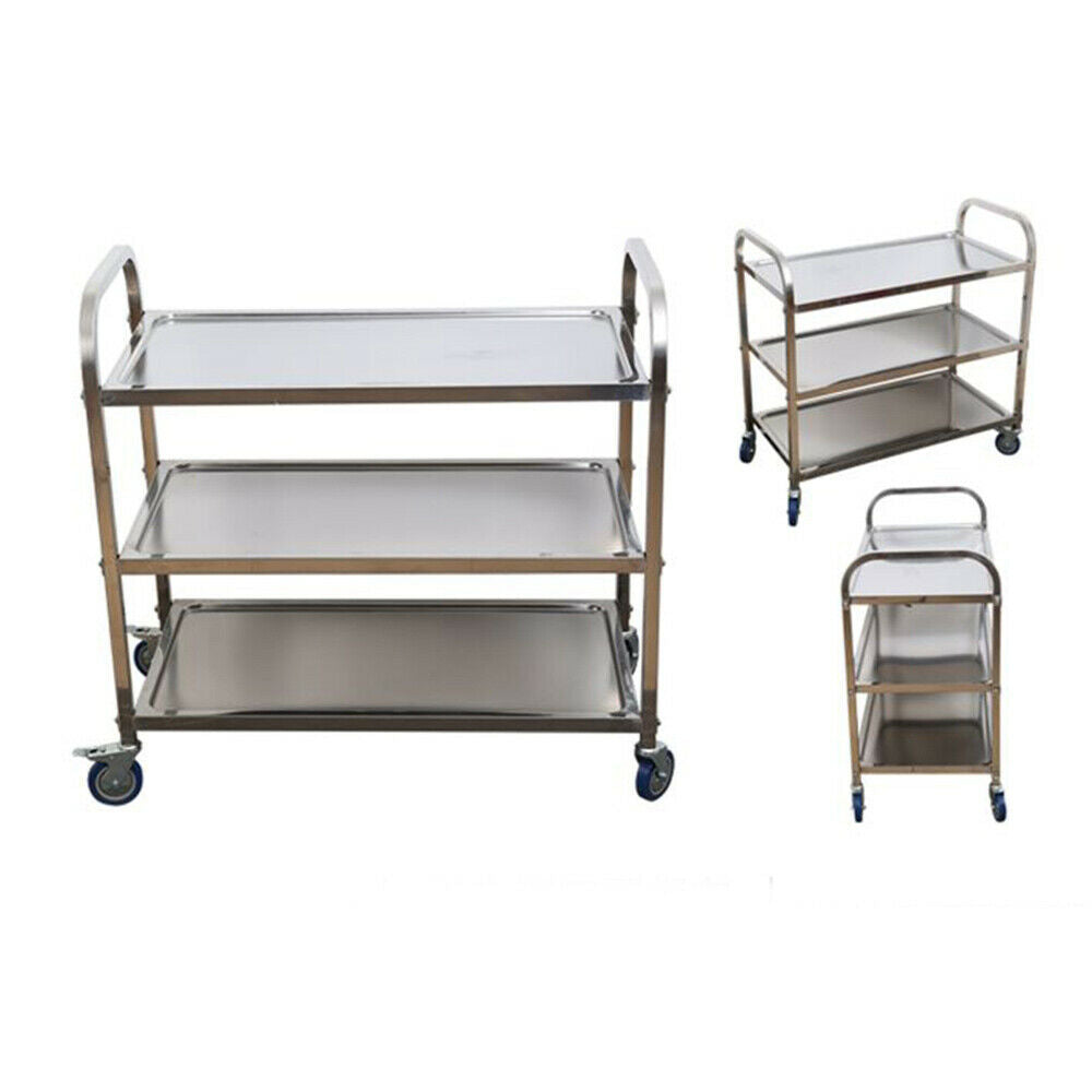 3 Tier Stainless Steel Trolley Cart Hotel Restaurant Serving Catering Train UK