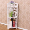 Free Standing Corner Shelf Unit 3 Tier White Storage Rack Bathroom Organizer UK