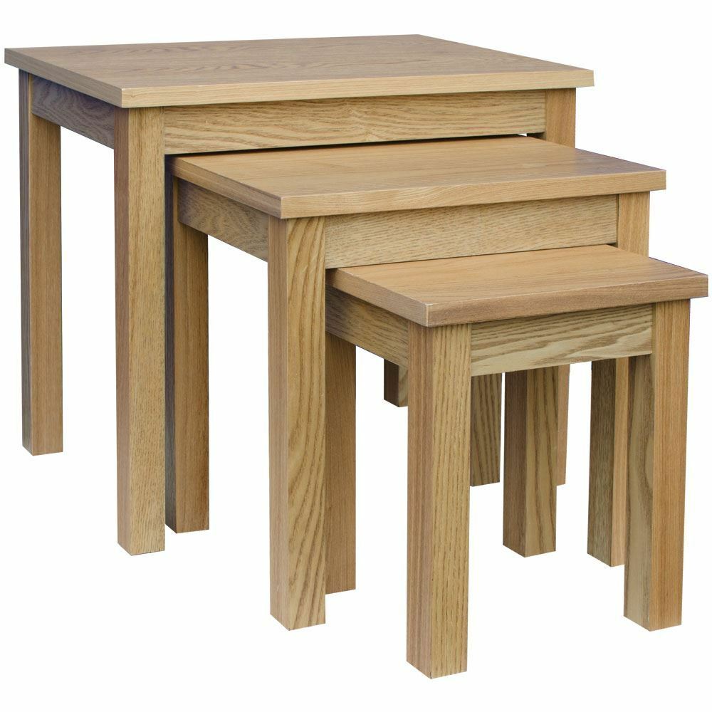 Oakridge Nest of 3 Tables Wood Set Coffee Side Lamp Living Room Units