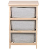 3 Tier Drawers Wooden Storage Cabinet Rack Grey Baskets Bedroom Unit Furniture