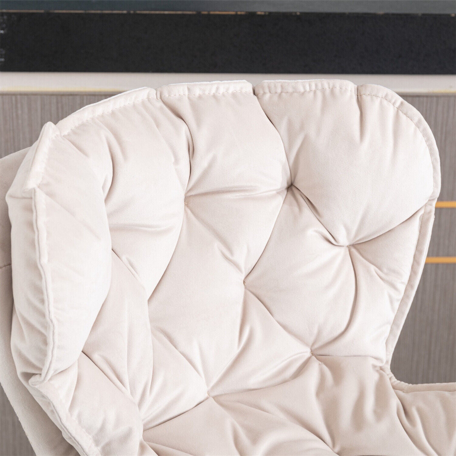 Bar Stools Set of 6 Adjustable Height Swivel Velvet Tufted Pub Bar Chairs Beige