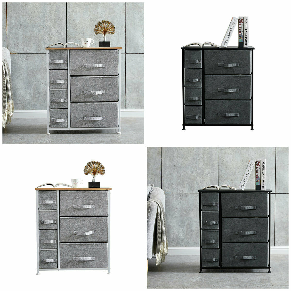 Fabric Chest of Drawers Cabinet Storage Unit Bedside Table with 2/3/4/5Drawers
